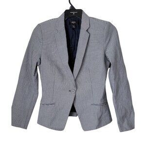 Women's MNG Suit Blazer Jacket 8 Navy White Stripe Summer Office